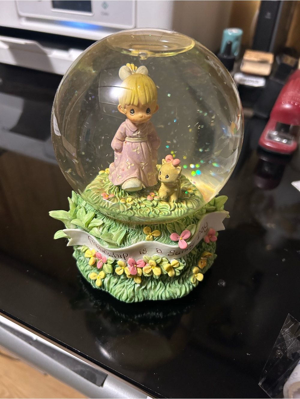Precious Moments Pink Dress Figurine Snow Globe - Kids Toy